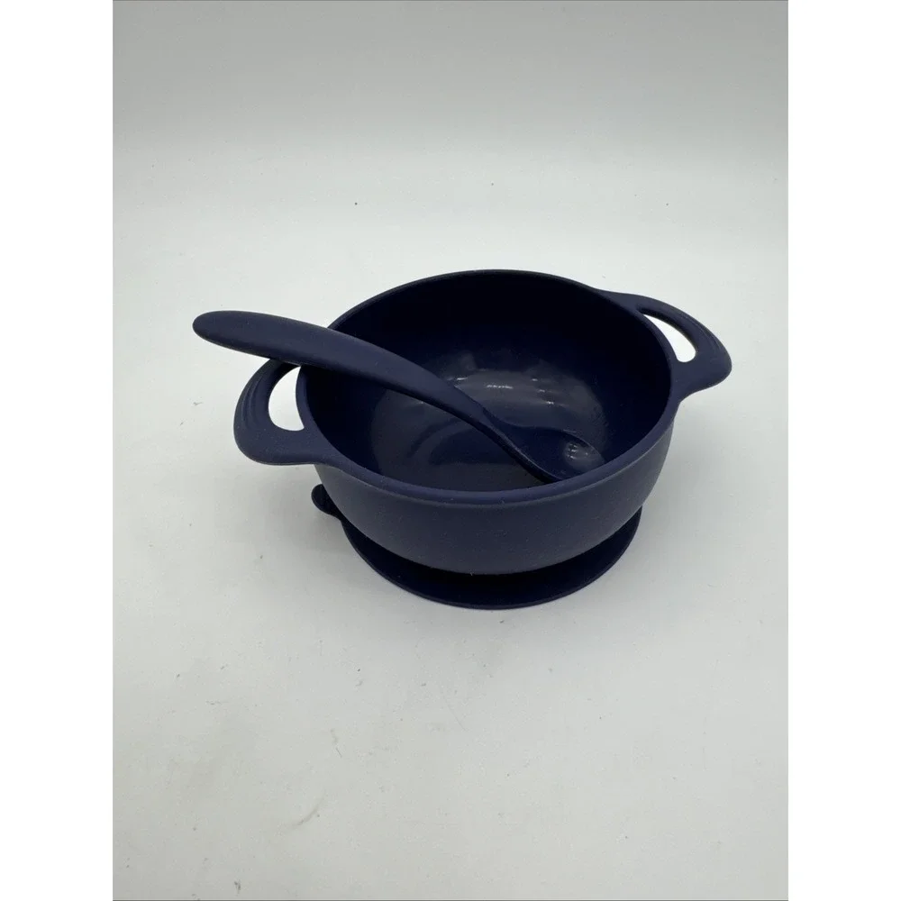 Bazzle Baby Anchor Silicone Suction Bowl With Spoon Navy Color No Lid